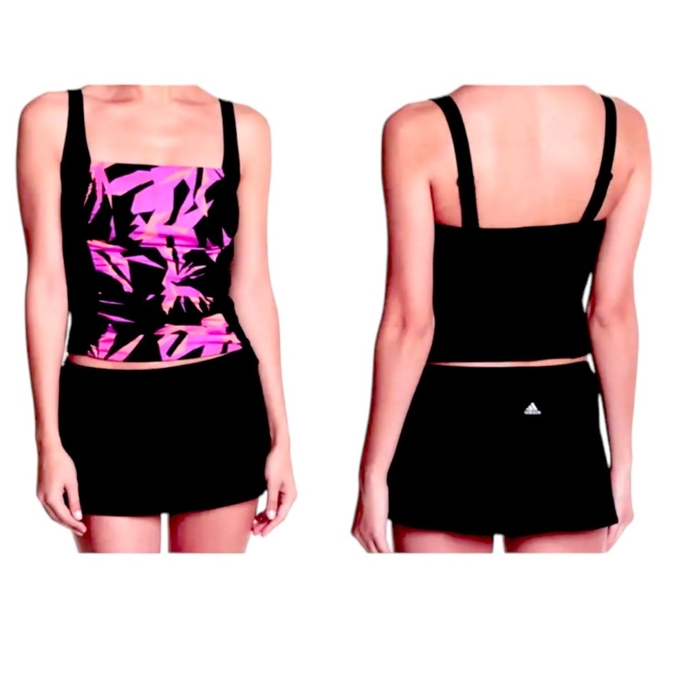 $54 Adidas Skirtini Swim Bottoms 16 XLarge Black Sport Skirt Skort Stretch Waist